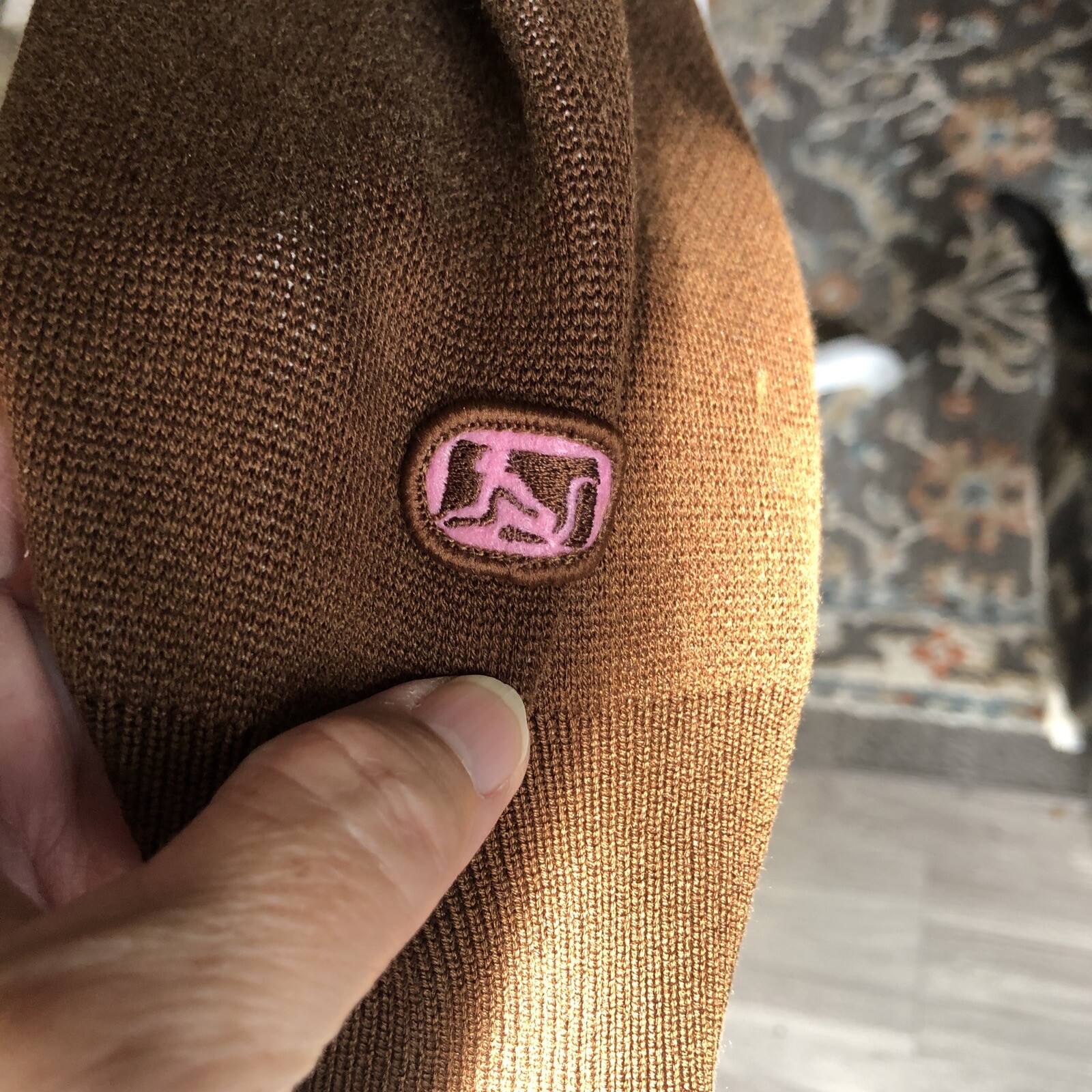 Drunknmunky Silk Argyle Sweater Brown Sz L Logo Fall (small Flaw See Pics)