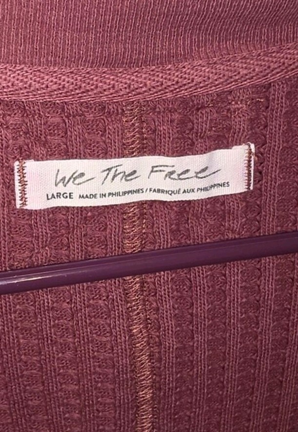 We The Free Burgundy Rib-Knit Collared Pullover Sweater Long Sleeve L