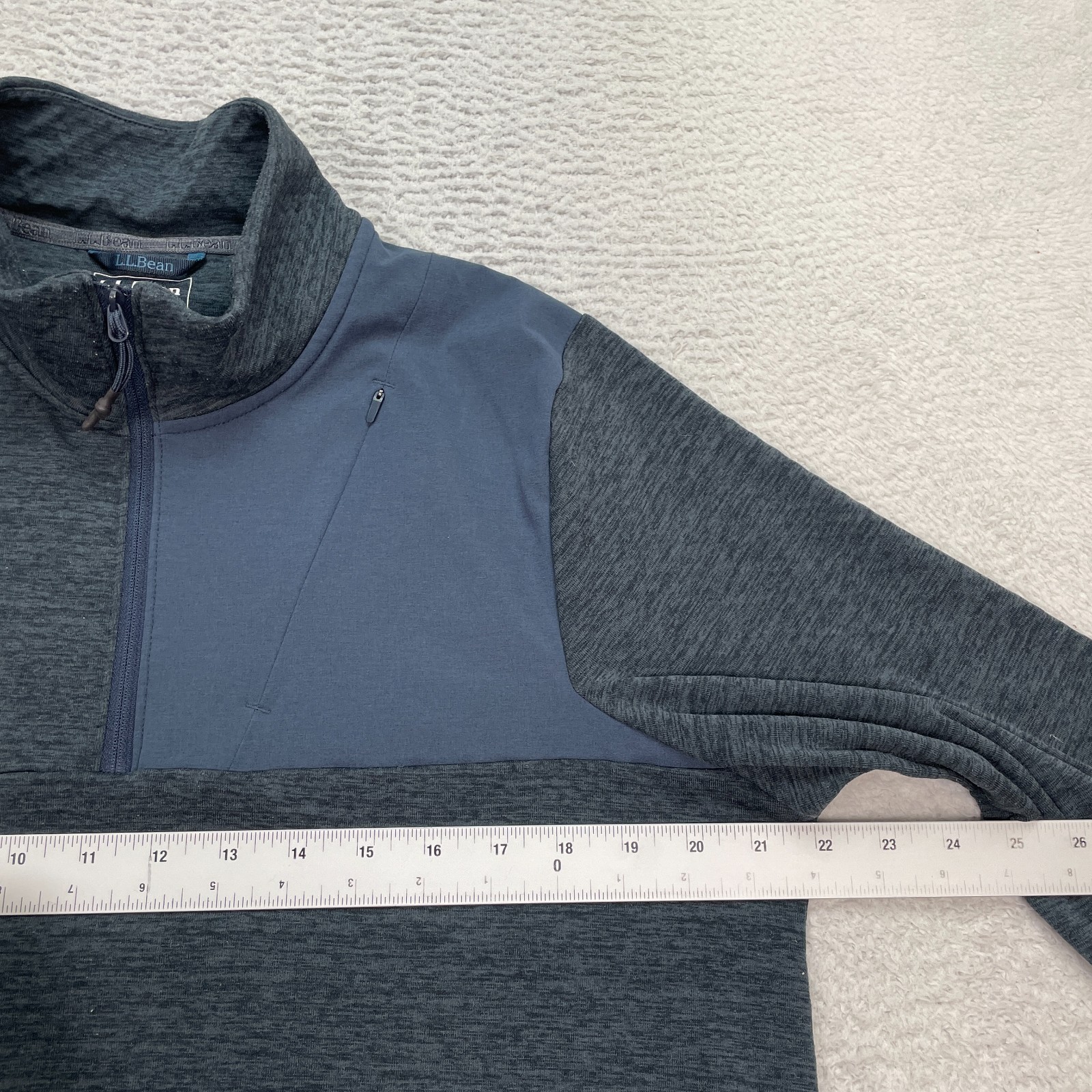 LL Bean Sweater Mens Medium Tall Adventure Grid Slightly Fitted Pullover Zip