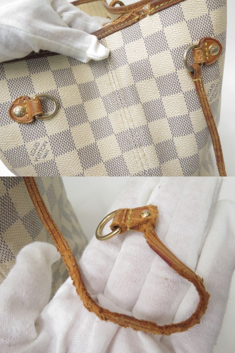 Authentic Louis Vuitton Damier Azur Neverfull MM Shoulder Tote Bag F#50673