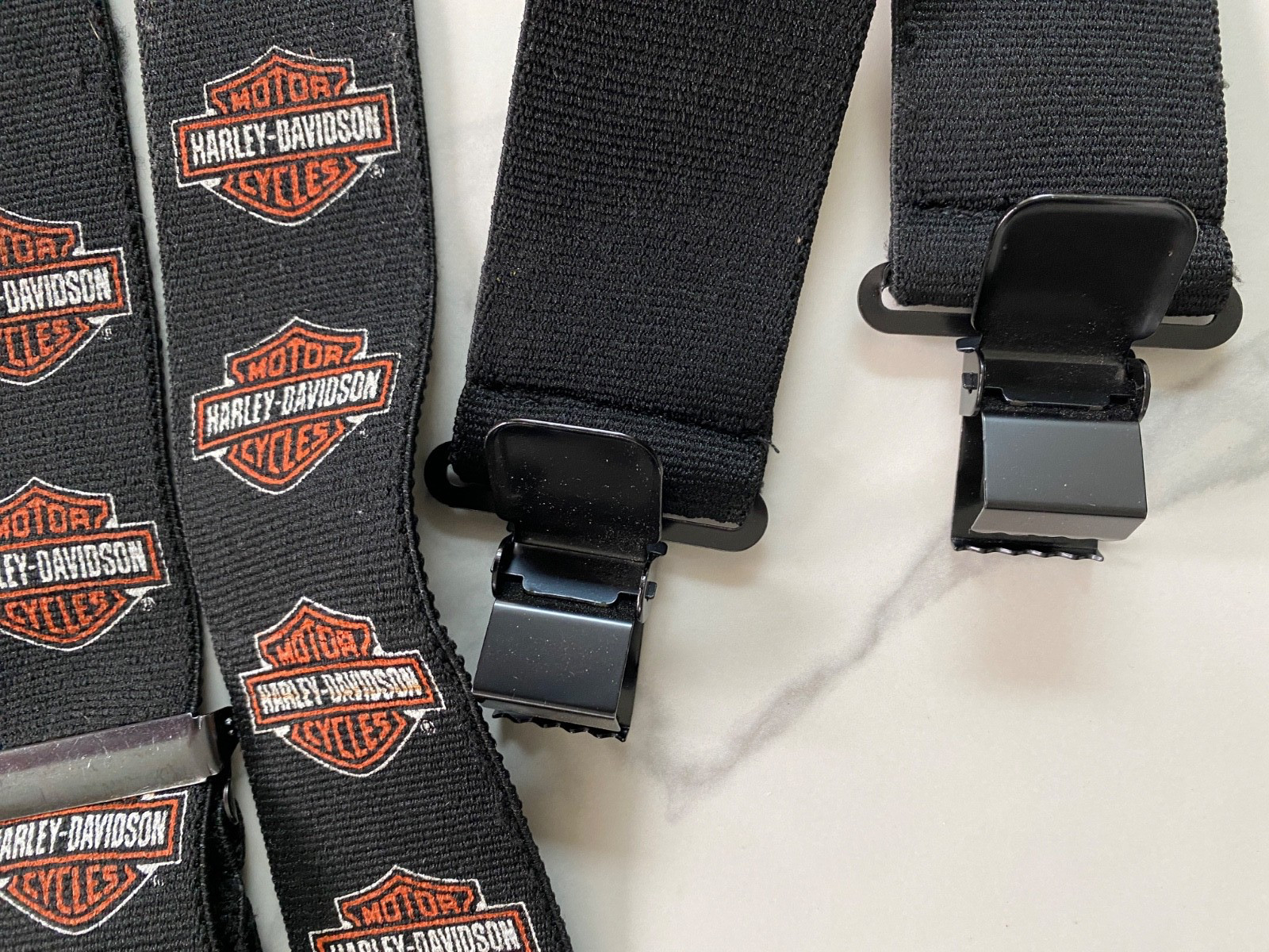 Vintage Harley-Davidson Black and Orange Logo Suspenders/ Trouser Braces