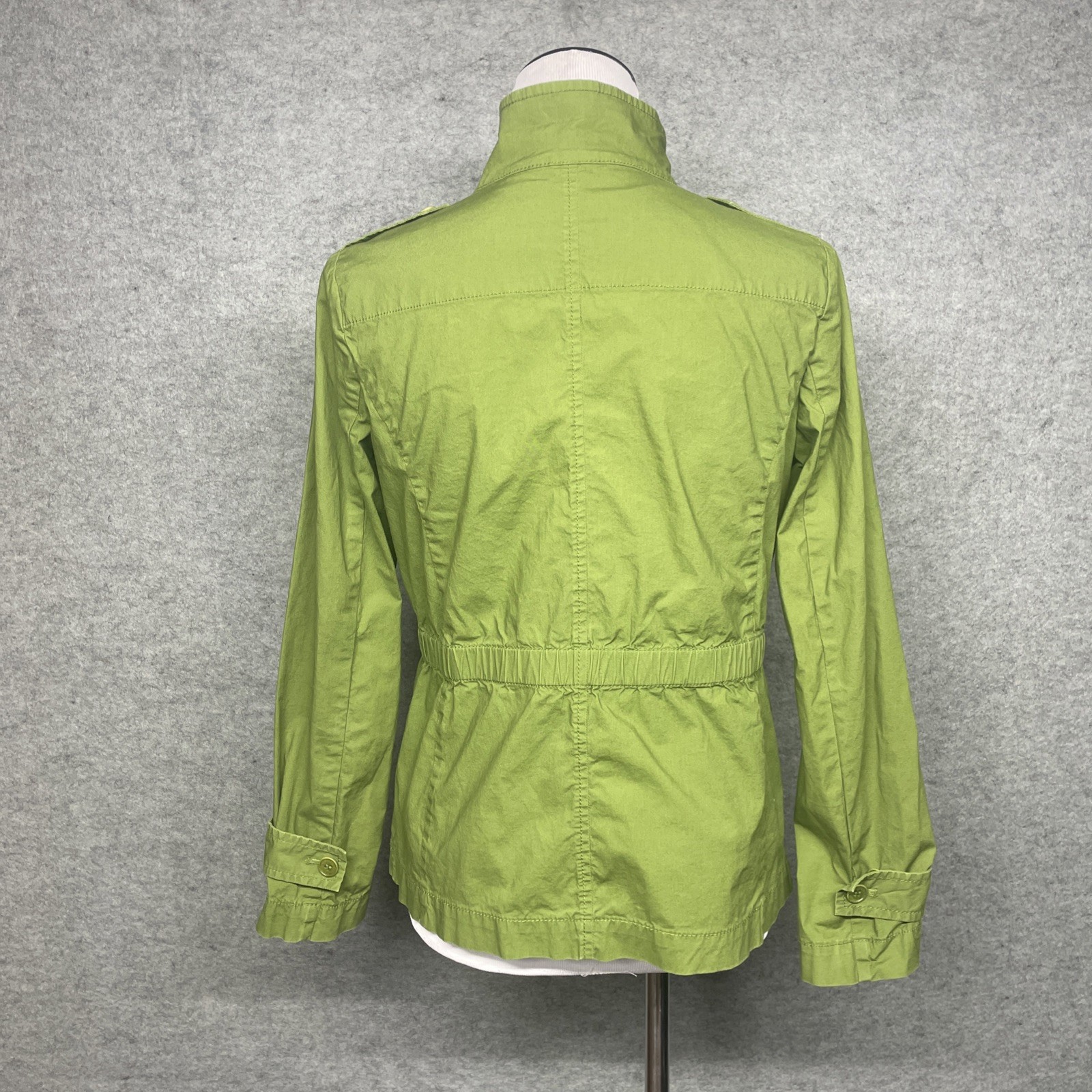 Talbots Utility Jacket Women’s Size 2 Green Military Safari Zip Button Cotton