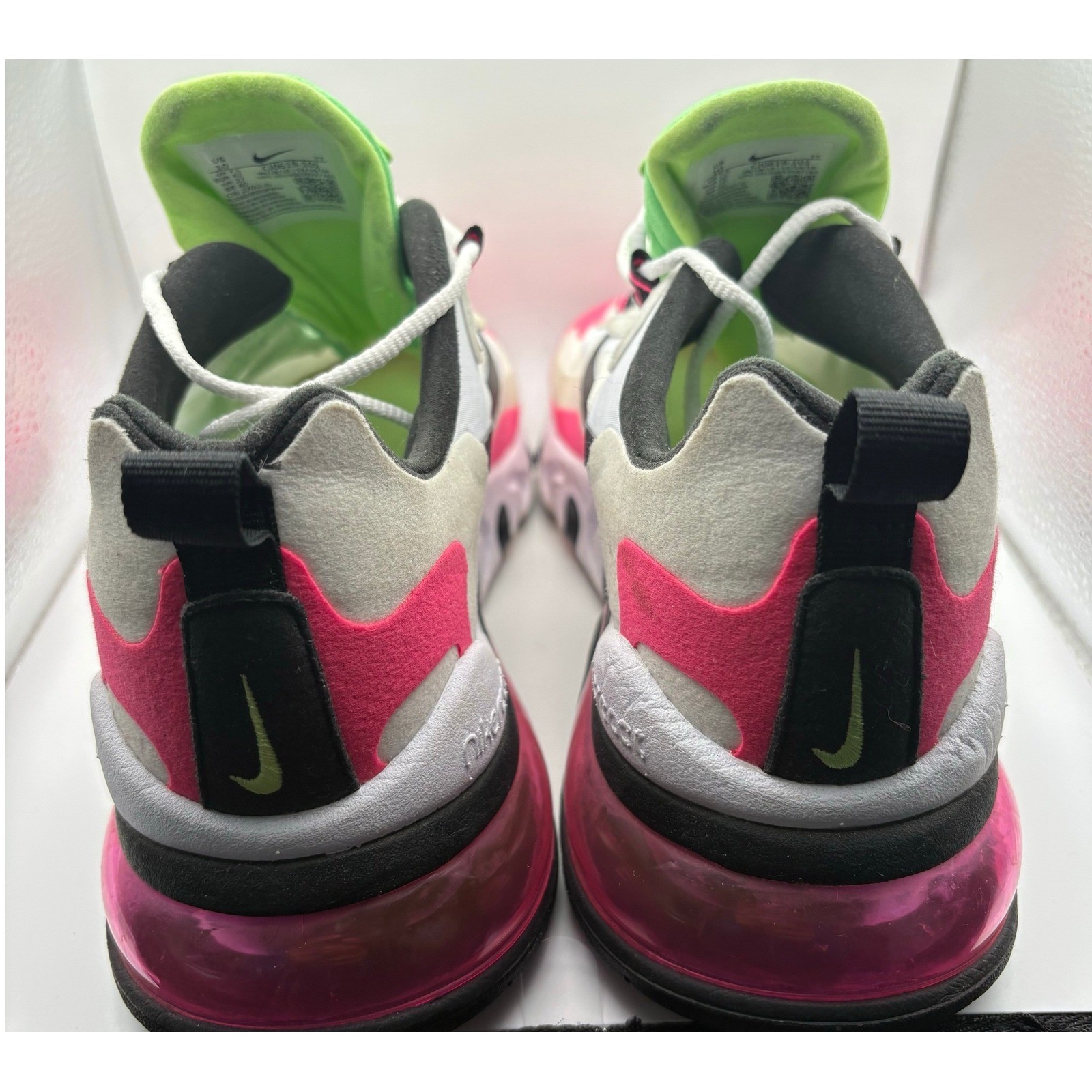 Nike Air Max 270 React Womens White Hyper Pink Electric Green CJ0619-101 10