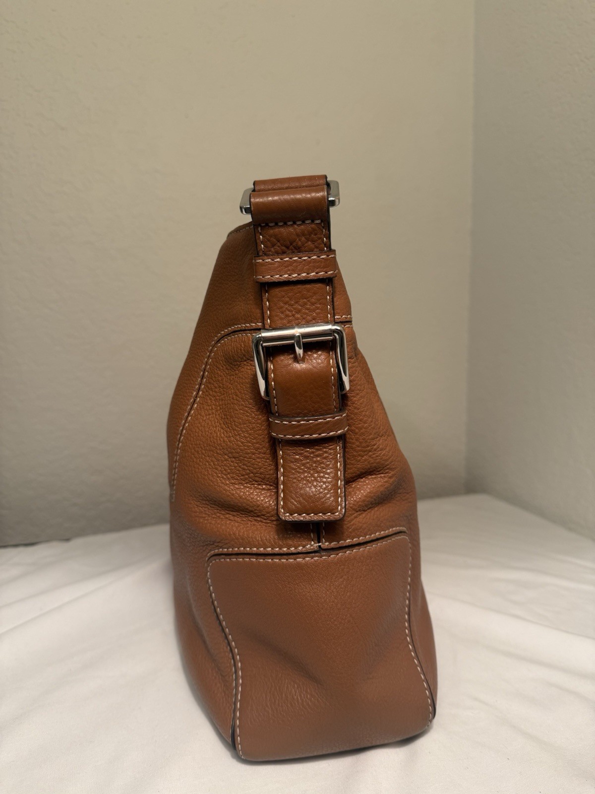 MICHAEL KORS Nolita Large Pebbled Leather Hobo Shoulder Bag Luggage Brown MK Vtg