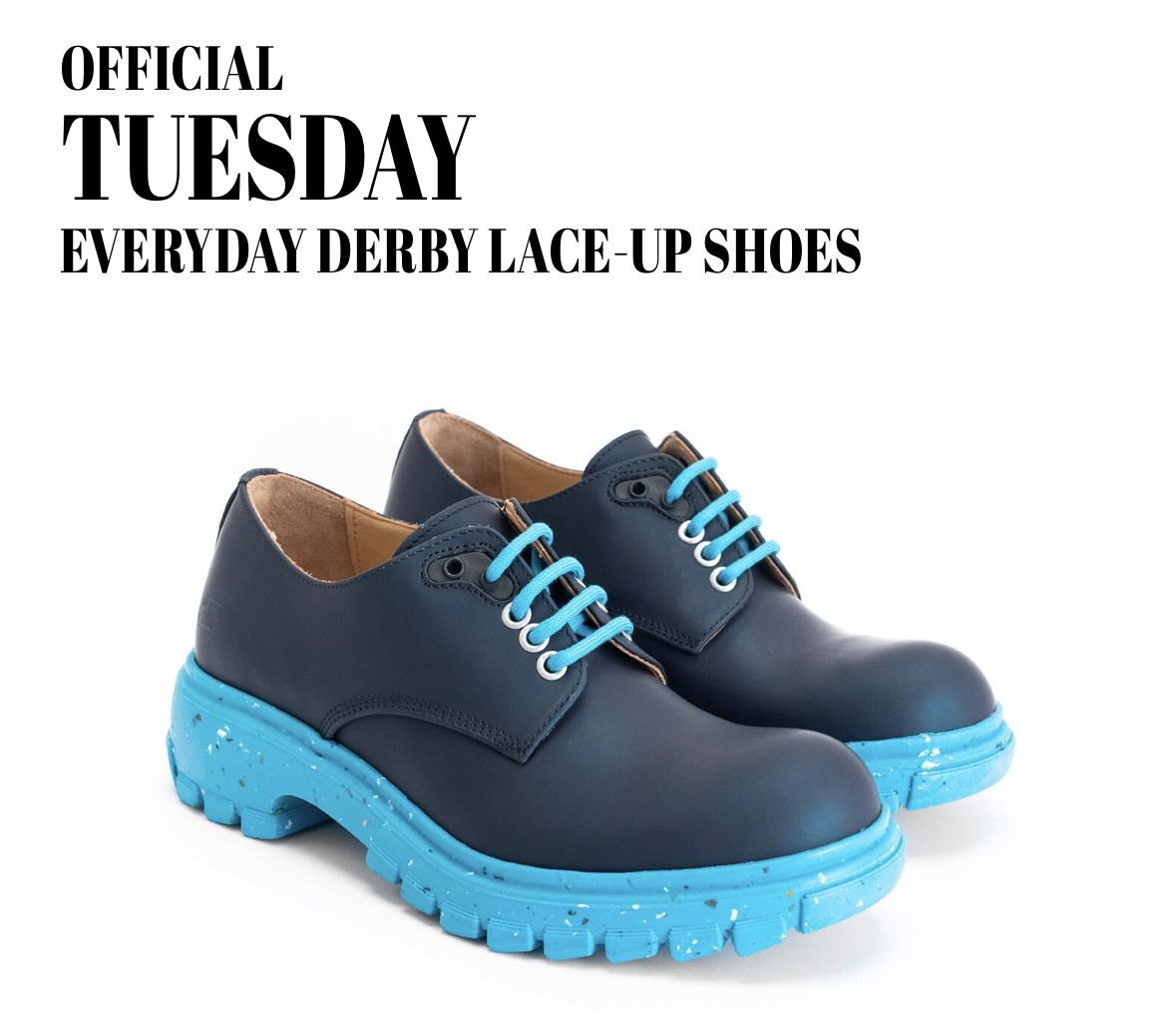 Fluevog EXCELLENT Official Tuesday Classic everyday blue/turquoise derby -12