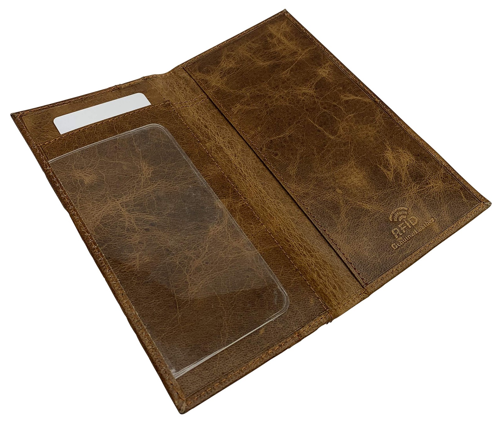 Genuine Leather Checkbook Cover For Men & Women Holder Wallet Tan