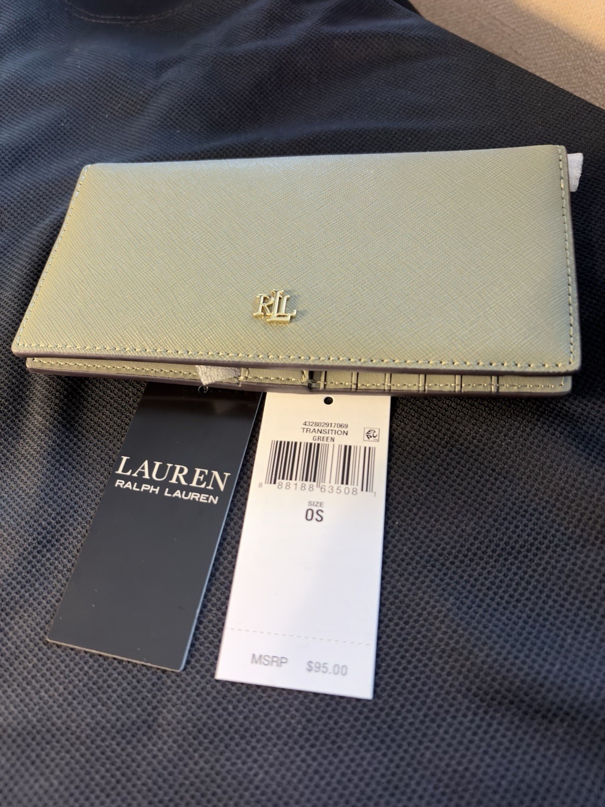 New Lauren Ralph Lauren Green Leather Wallet