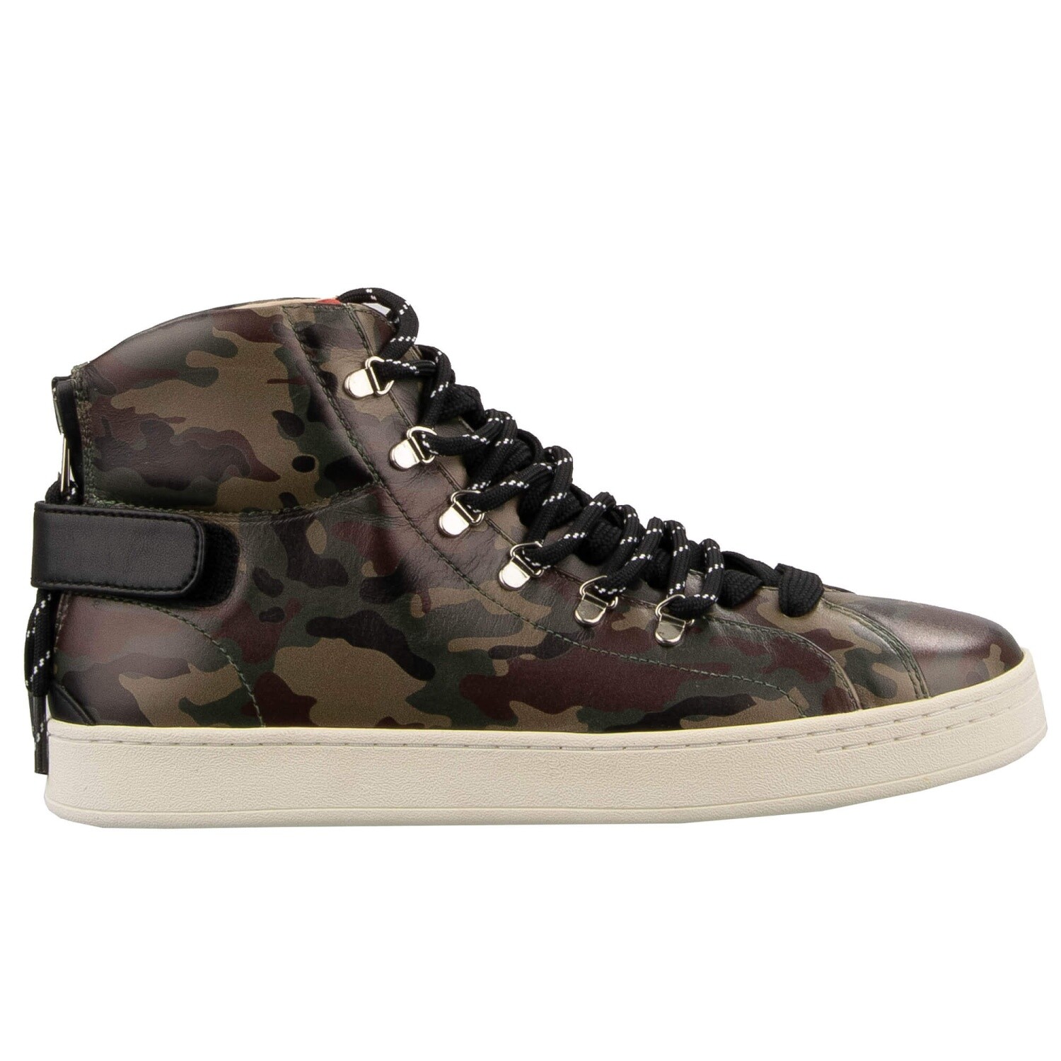 Dolce & Gabbana DG Logo Camouflage High Top Leather Sneakers Shoes Green