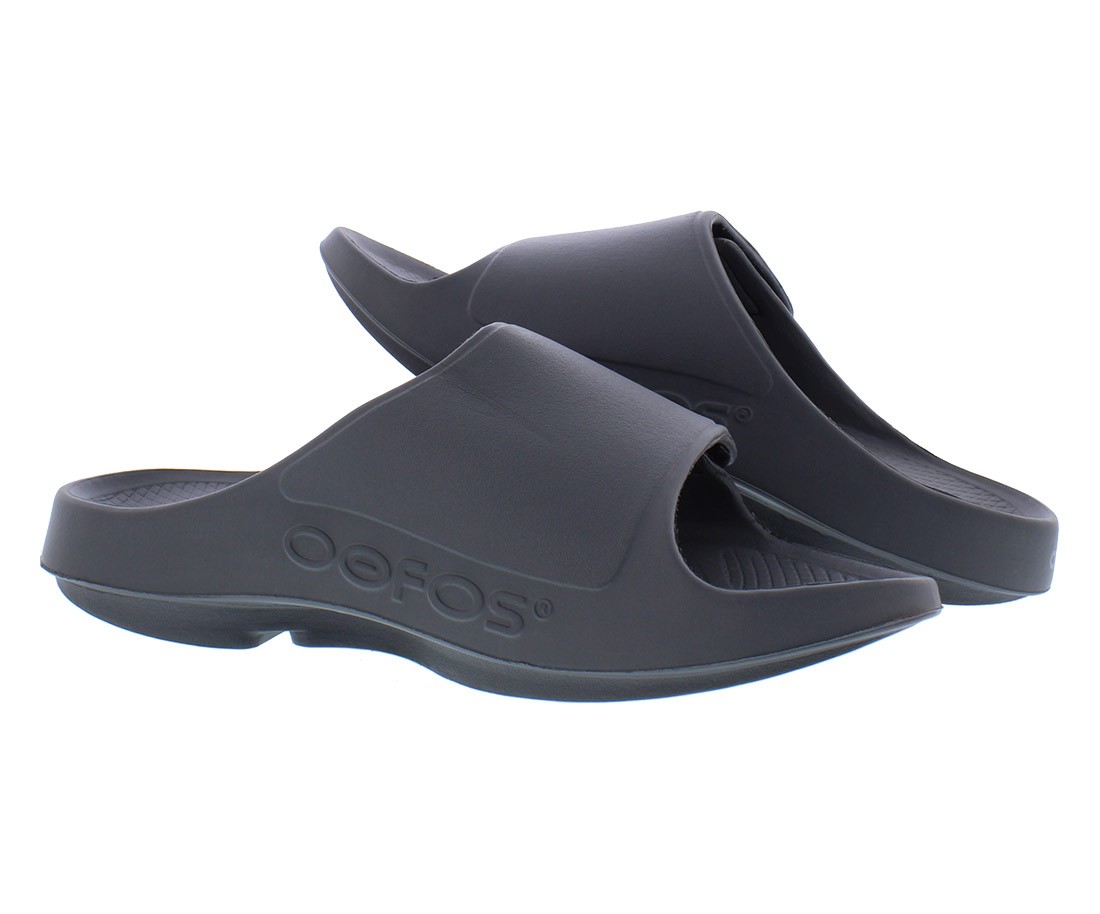 OOFOS OOahh Sport Flex Slide Unisex Shoes Size 10, Color: Slate
