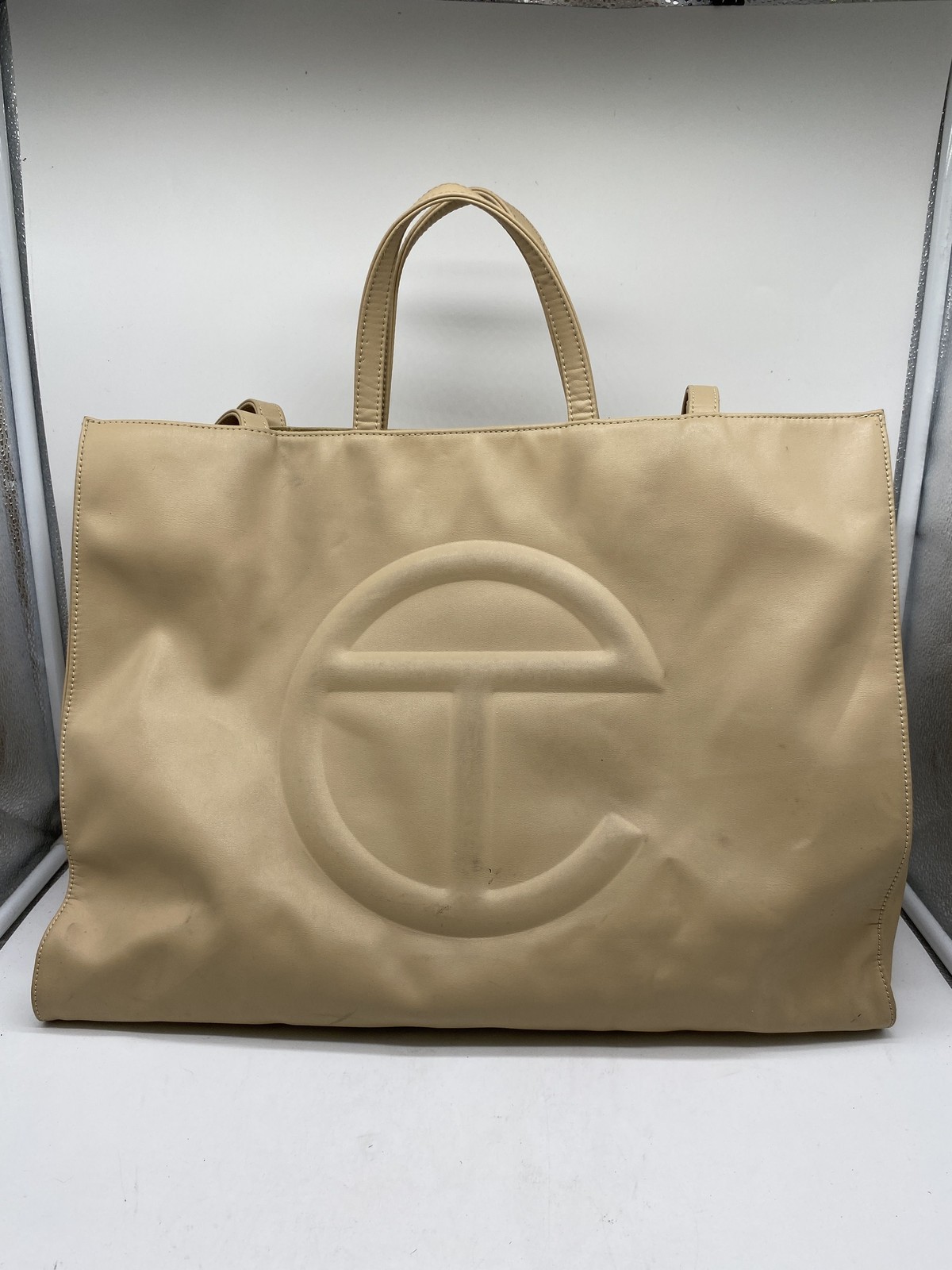 Telfar Tan Large Shopping Bag Tote Vegan Leather Handbag Double Strap COA