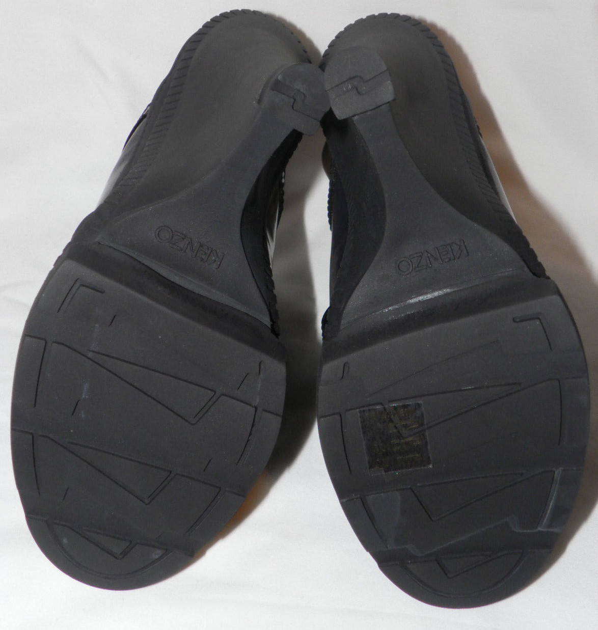 KENZO WEDGE CLOG BLACK & DEEP PURPLE HIGH HEEL WEDGE LEATHER SANDALS Sz. 38