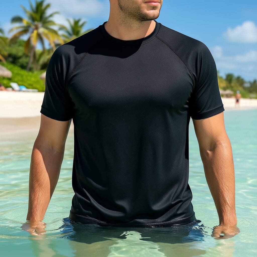 Hardcore Men’s Short Sleeve Rash Guard Surf Shirt – Relaxed Fit Swimwear Designe