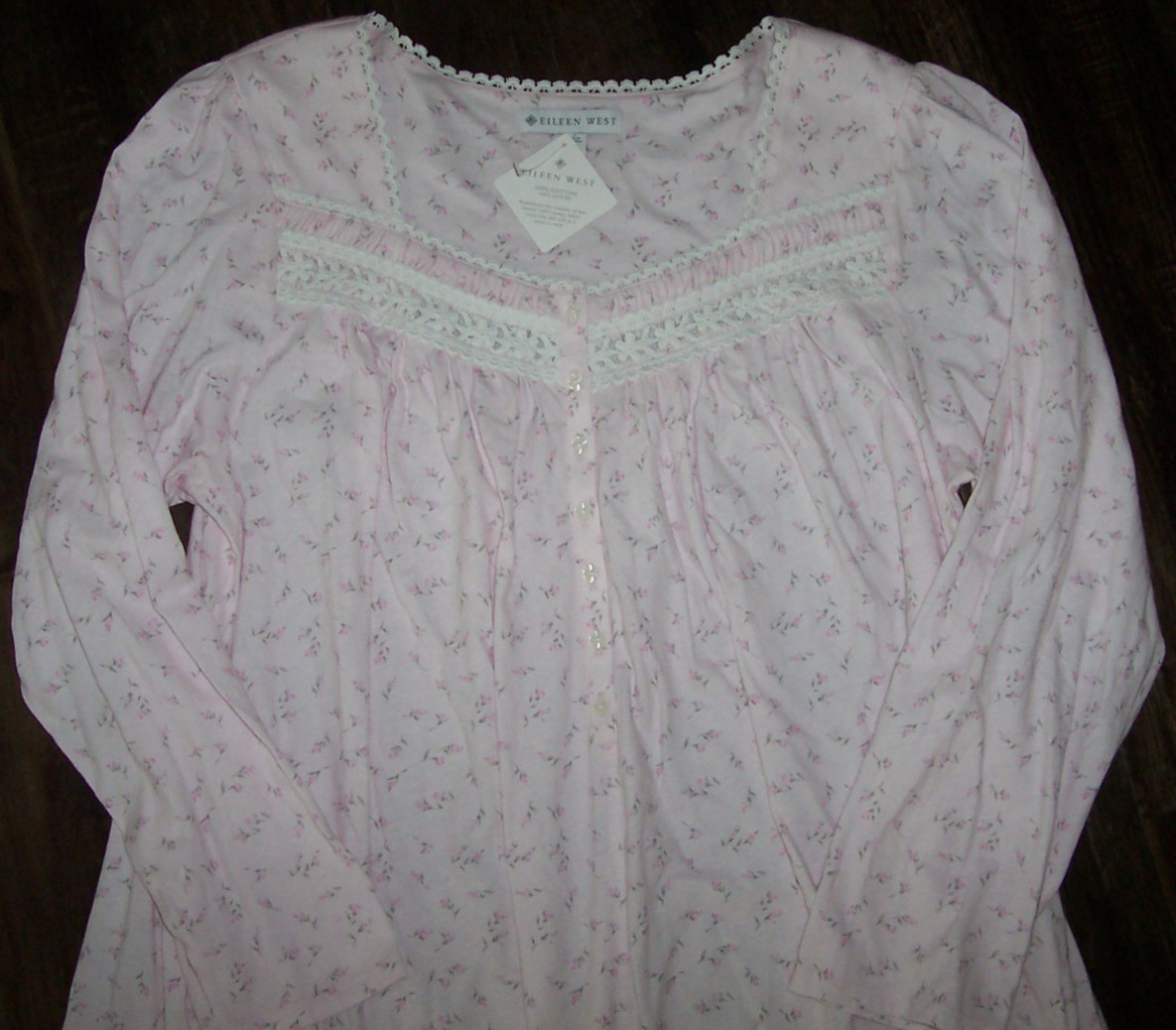 NWT Eileen West BLUSH PINK FLORAL 39″ Nightgown Women’s XL 100% COTTON KNIT