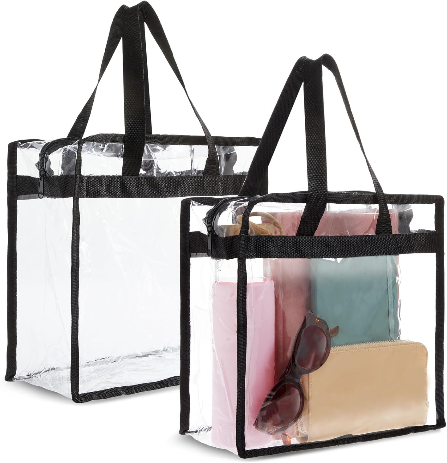 Clear Stadium Approved Bags – 12X6X12 Large Transparent Tote Bags with Zippers a