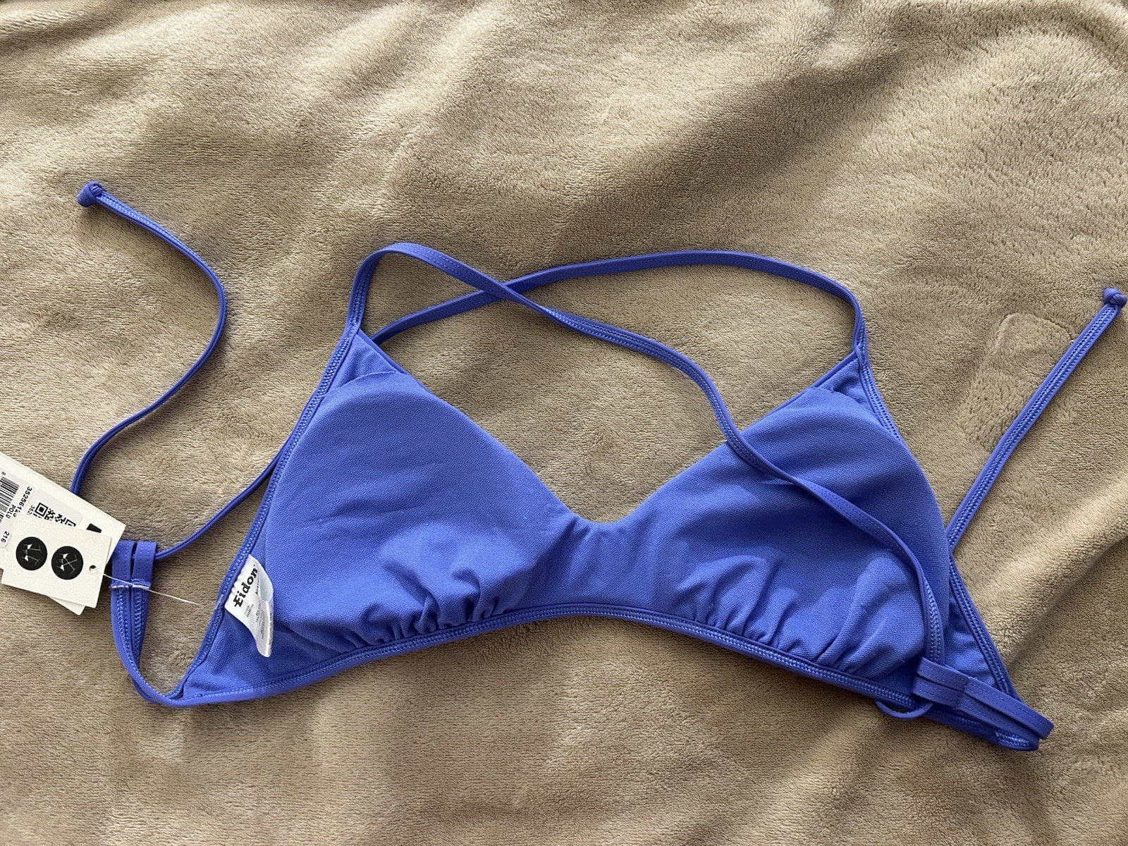 Eidon Periwinkle Bikini Top Medium Triangle Tie String Swim NWT