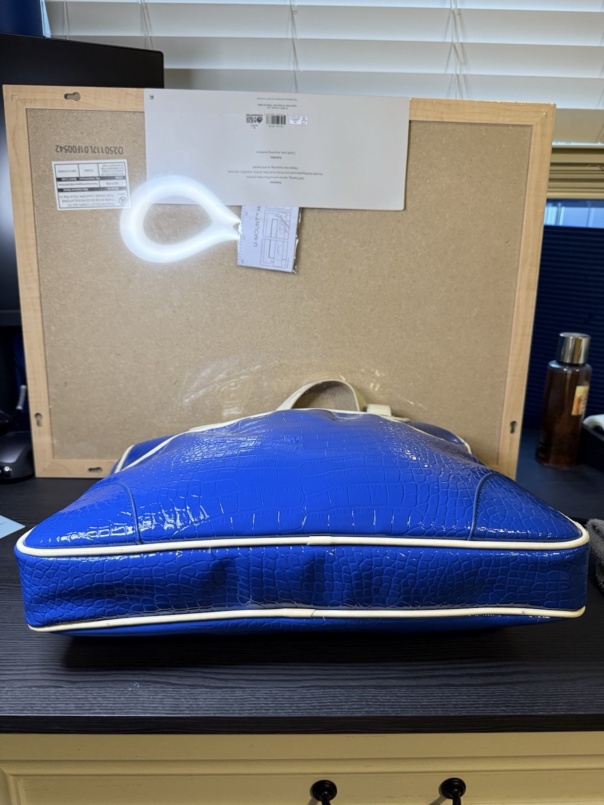 Y2K Ellen Tracy Cobalt Blue Croc Embossed Laptop Bag Tote- Silver Hardware