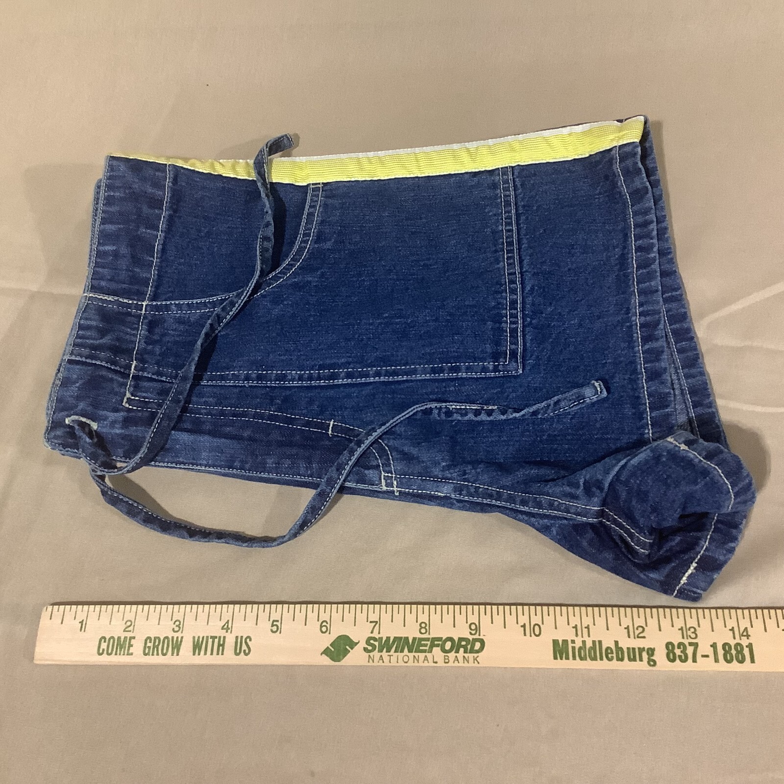 VTG 90s No Excuses Denim Shorts Tuxedo Stripe High Waist Mom Tie &Button Sz 9/10