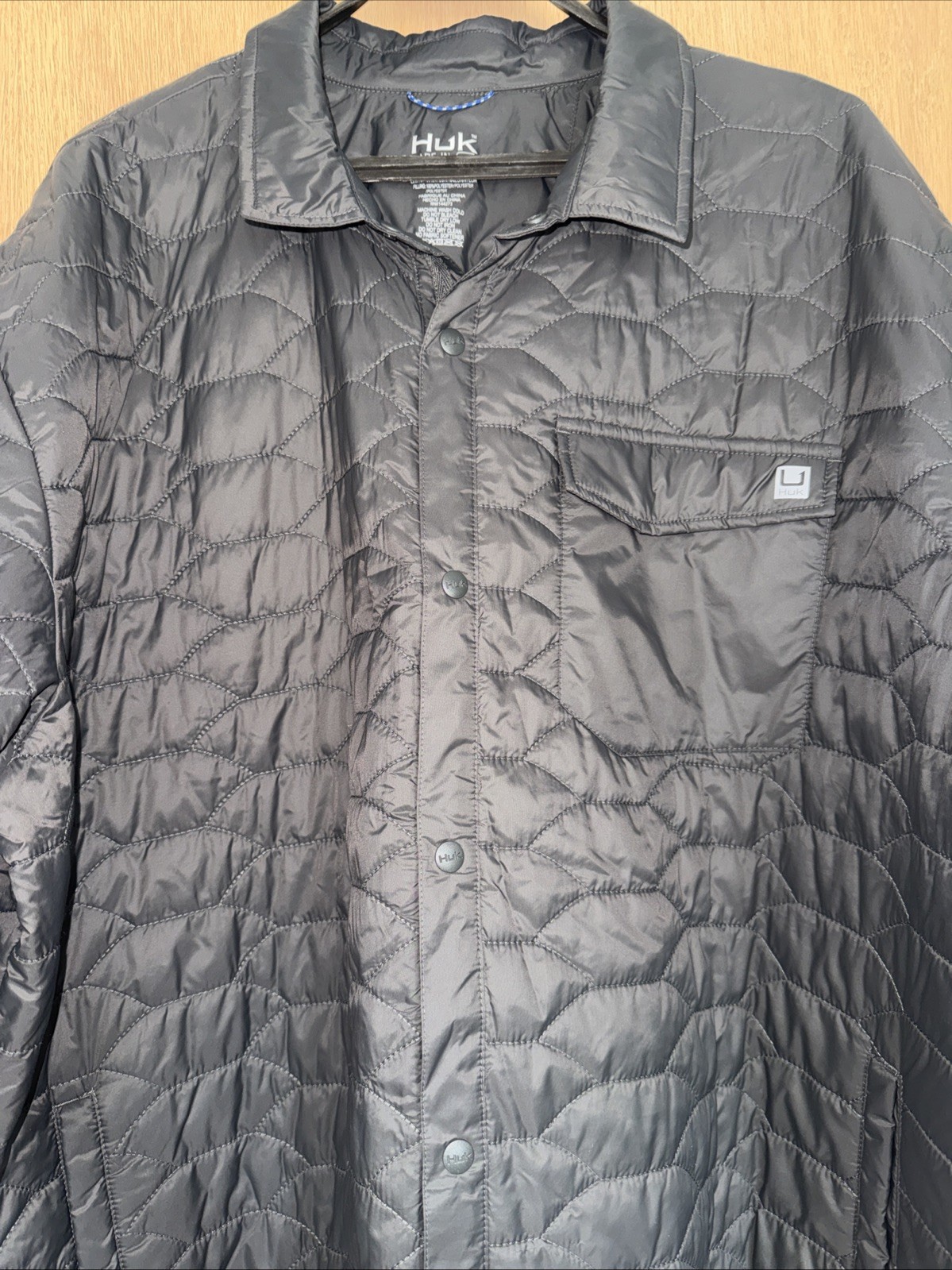 Huk Tarpon Quilt Shacket Jacket, Volcanic Ash (dark green/gray) MEN’s 3XL New