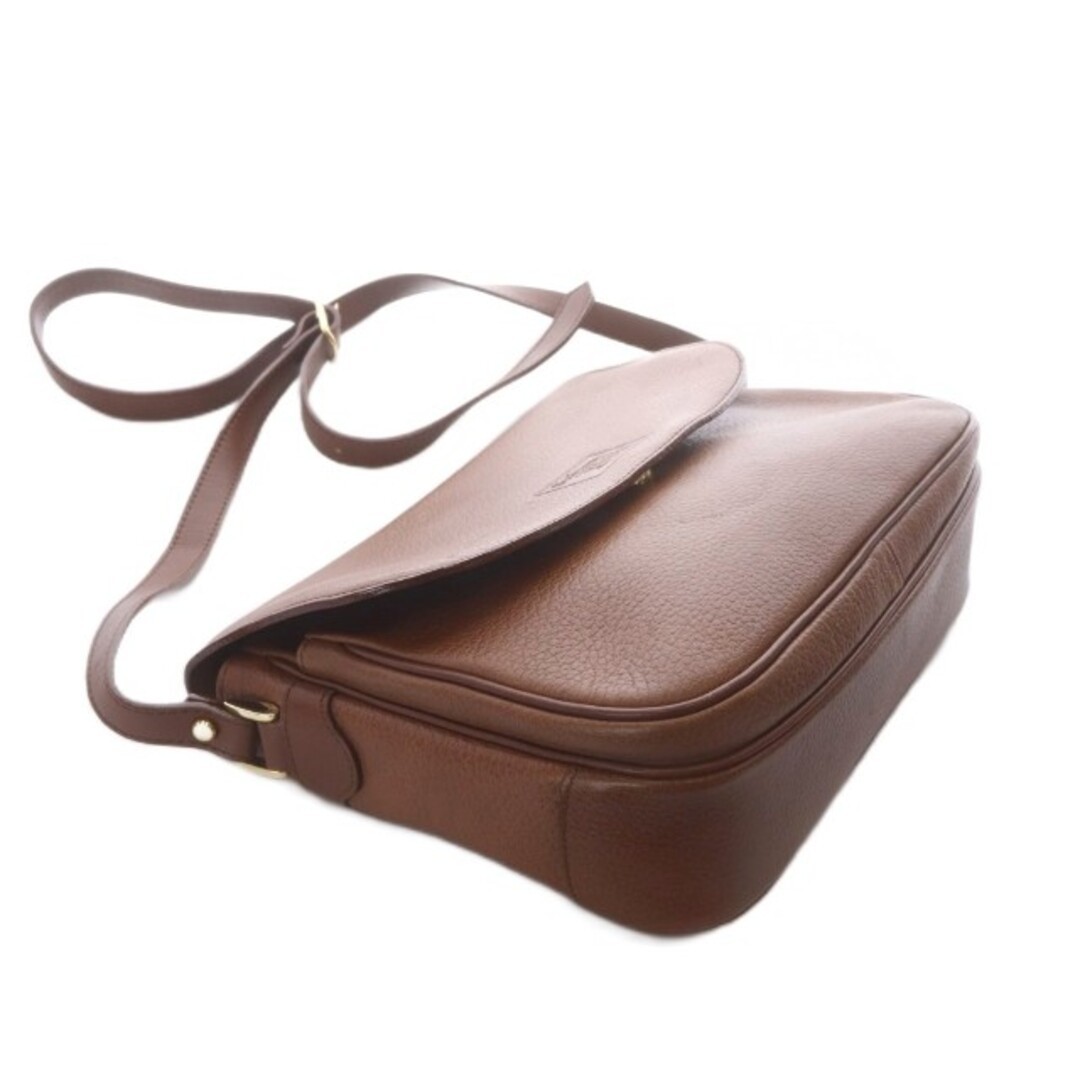Burberrys Shoulder Bag One Shrink Leather Embossed Horsemark Brown YO33 Used 636