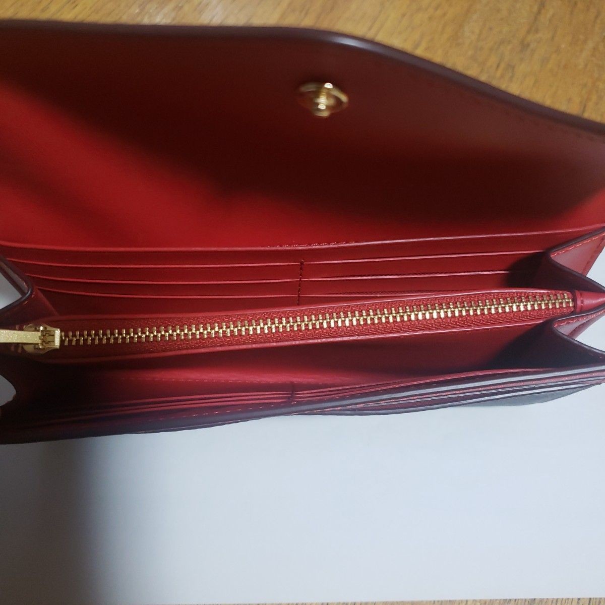 Coach Long Wallet, Envelope Style, Two-Tone, Red and Brown