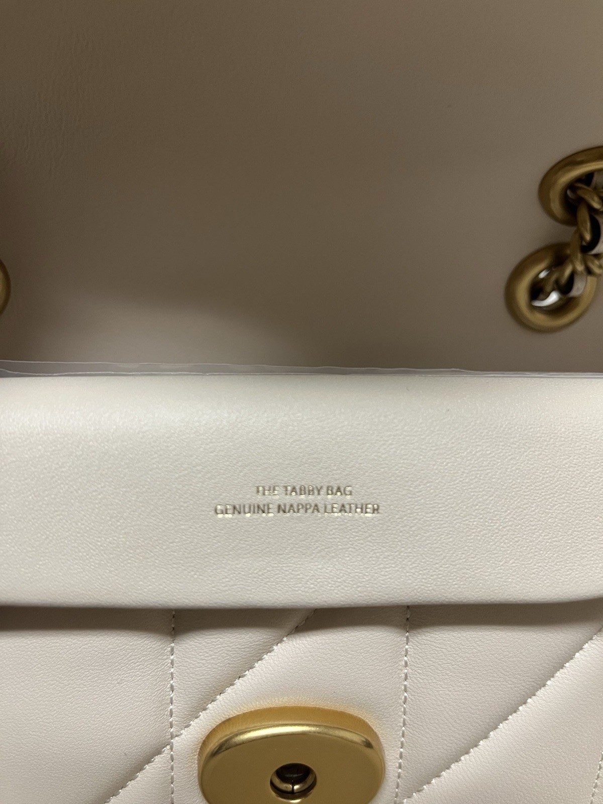 COACH Tabby Puffy Quilted Chain Shoulder Bag 20 Chalk White CP149