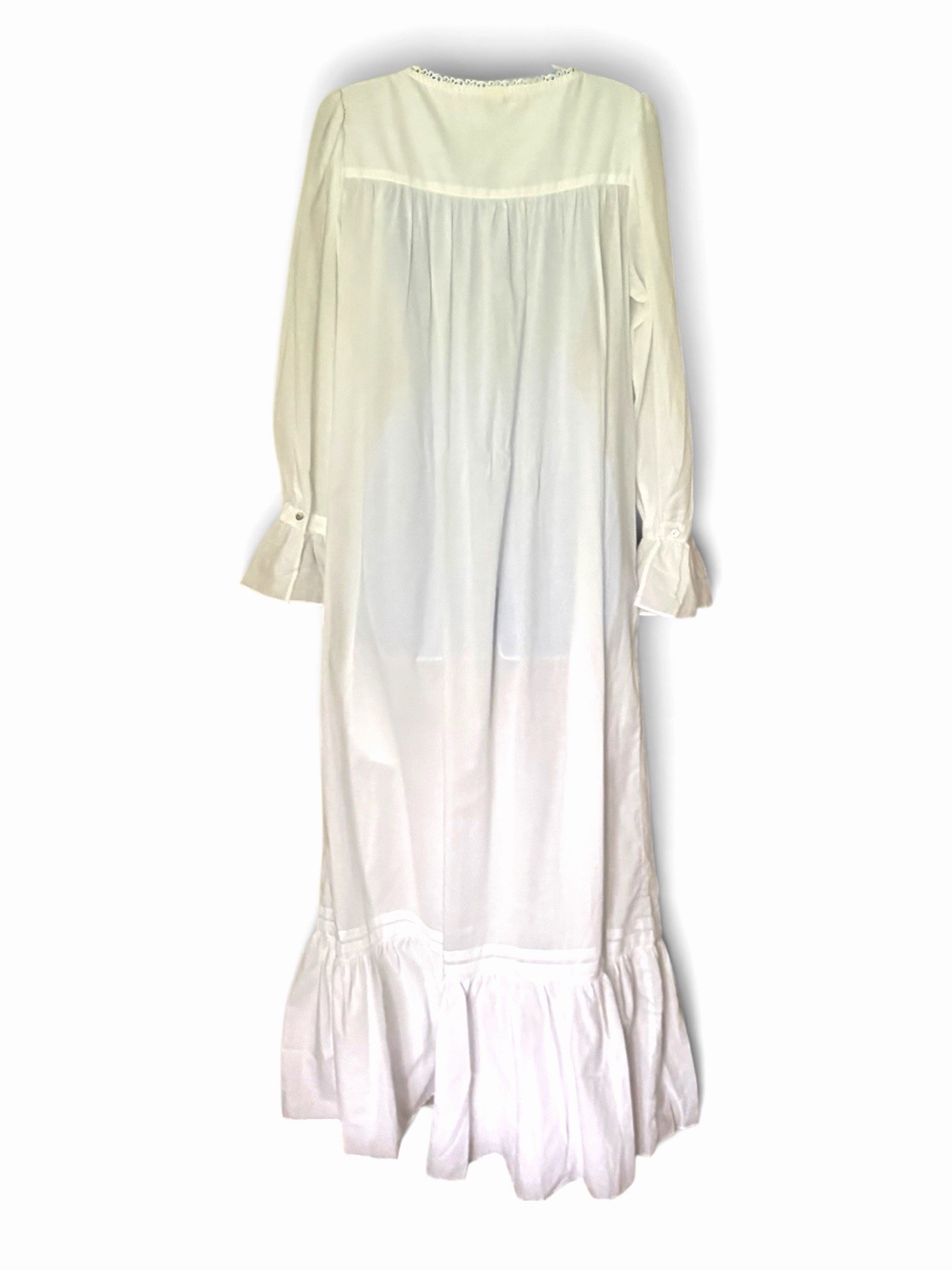 New Eileen West 100% Cotton Nightgown P White Long Sleeve Prarie 53” USA NWT