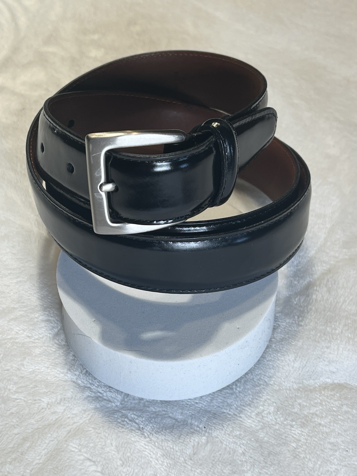 Coach 5936 Mens 42″ 105 CM Black Leather Belt Silver Tone Buckle Classic