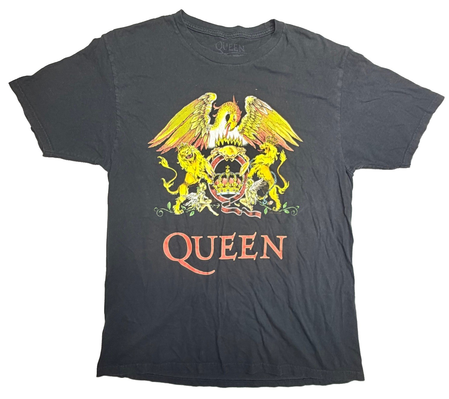 Queen Official Merch Crest Logo Band T-Shirt Black Large Rock Graphic Tee