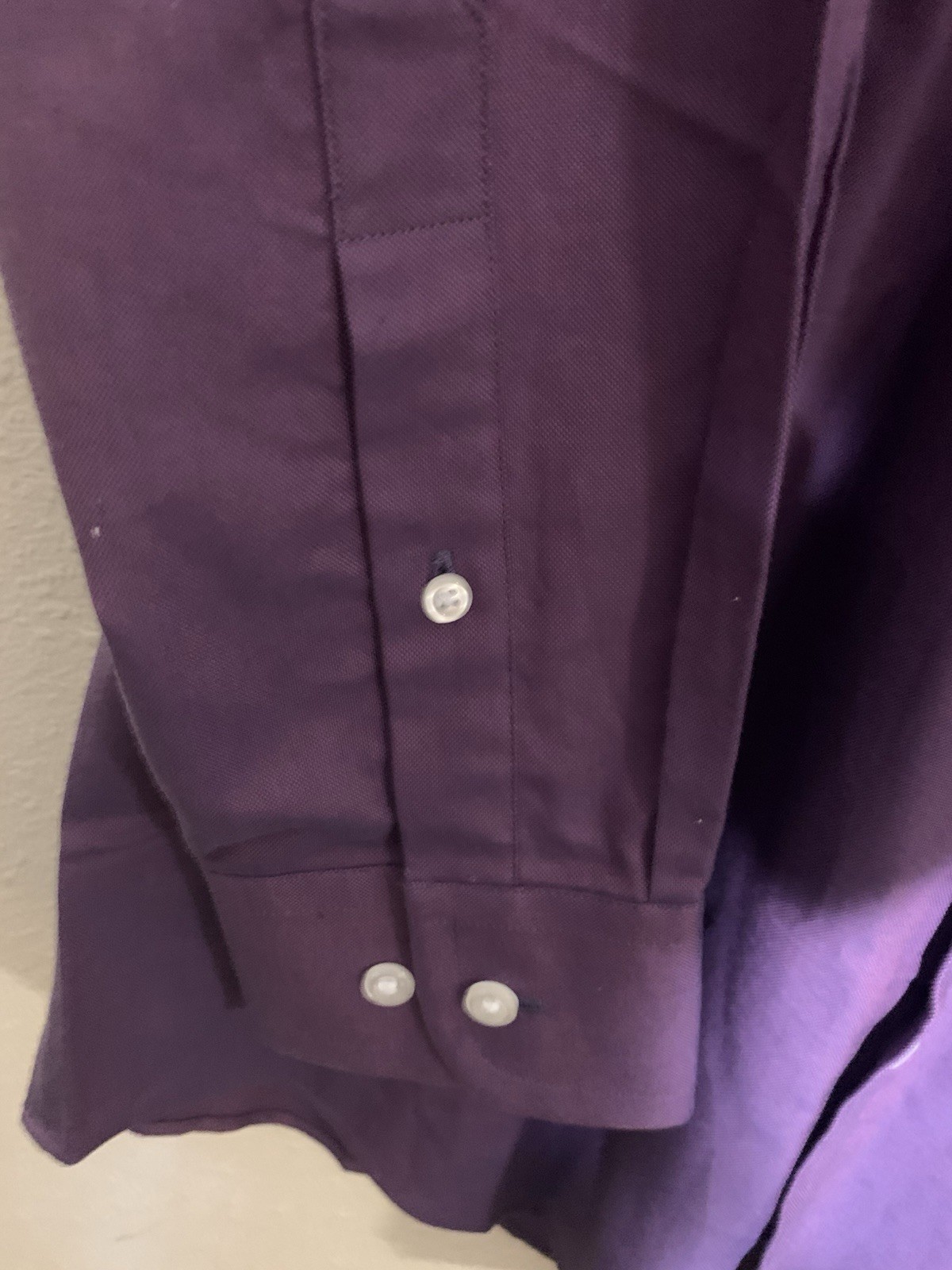 Men Nautica Vintage Oxford Dress Shirt Size 16 1/2 34/35 Purple Button Up Cotton