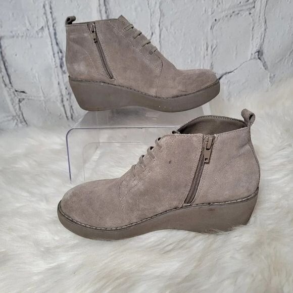 Reaction by KENNETH COLE Womens Grey Wedge Platform Ankle Boot Bootie Casual 8