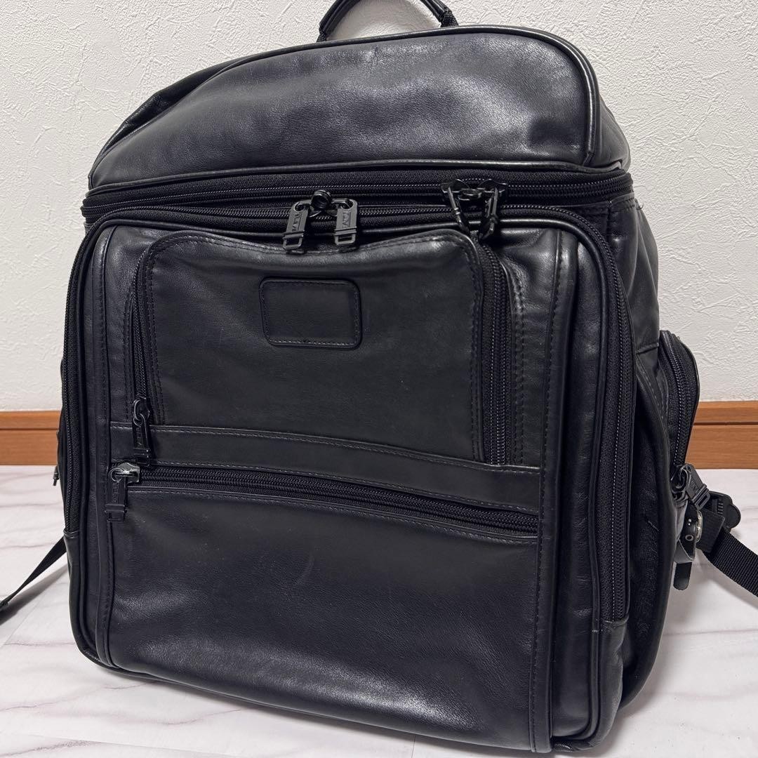TUMI All Napa Leather Deluxe Backpack Business Rucksack Black Discontinued Rare