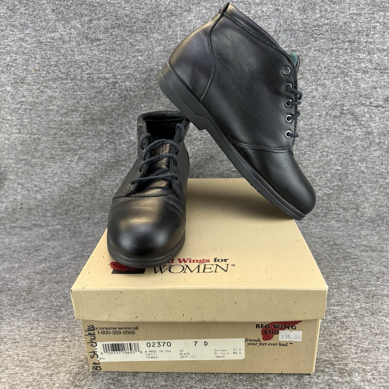 ✅Women’s 7D Red Wing Steel Toe Boots Black Leather Ankle Chukka Made In USA