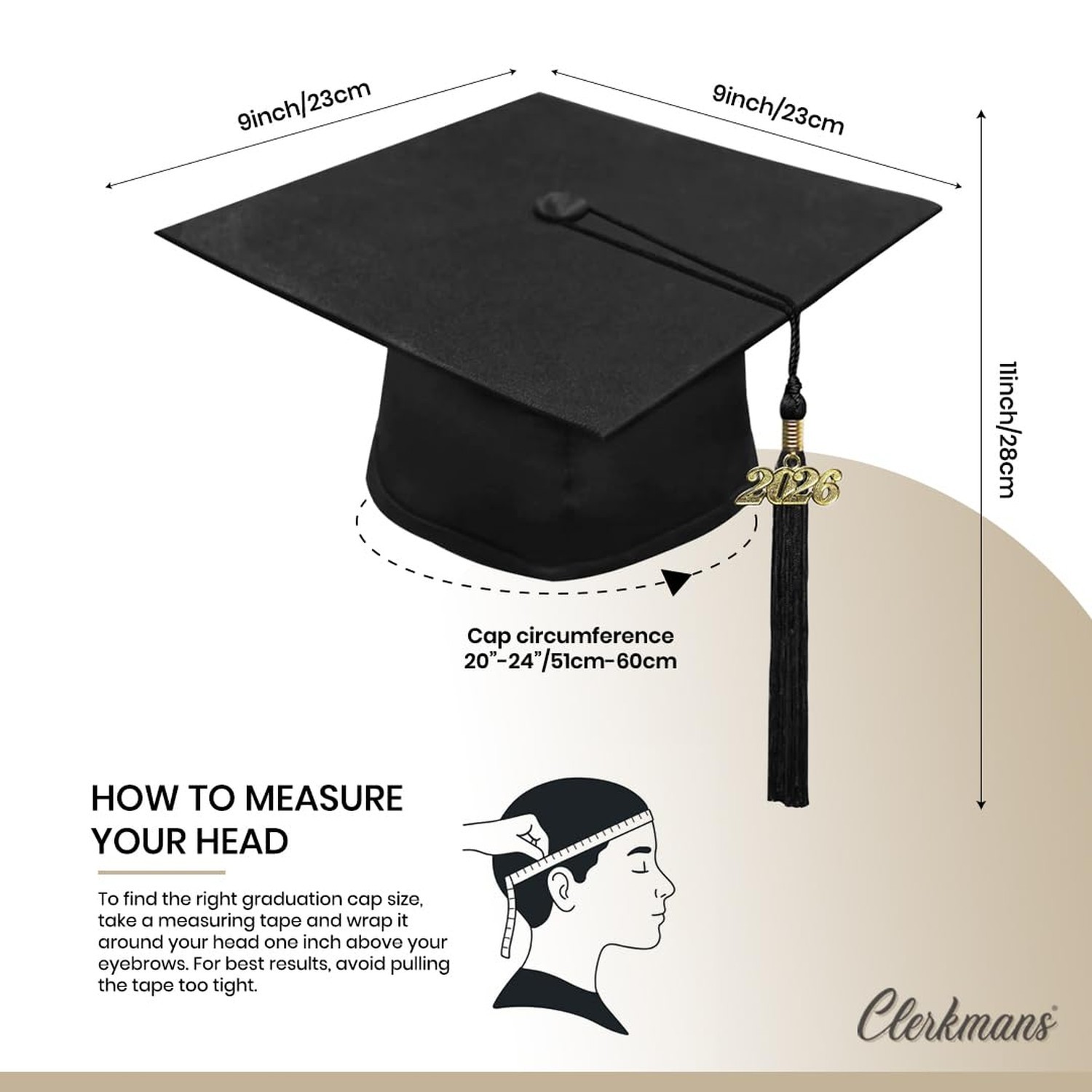 CLERKMANS Unisex Matte Graduation Cap Gown Tassel Package, High School and Un…