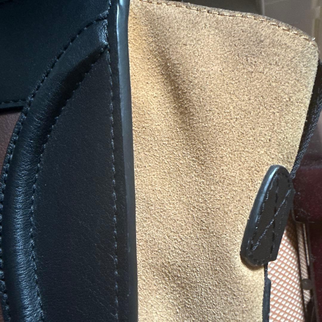 CELINE Luggage Tote Handbag Tricolor Black Brown Beige Leather Suede Pre-Owned