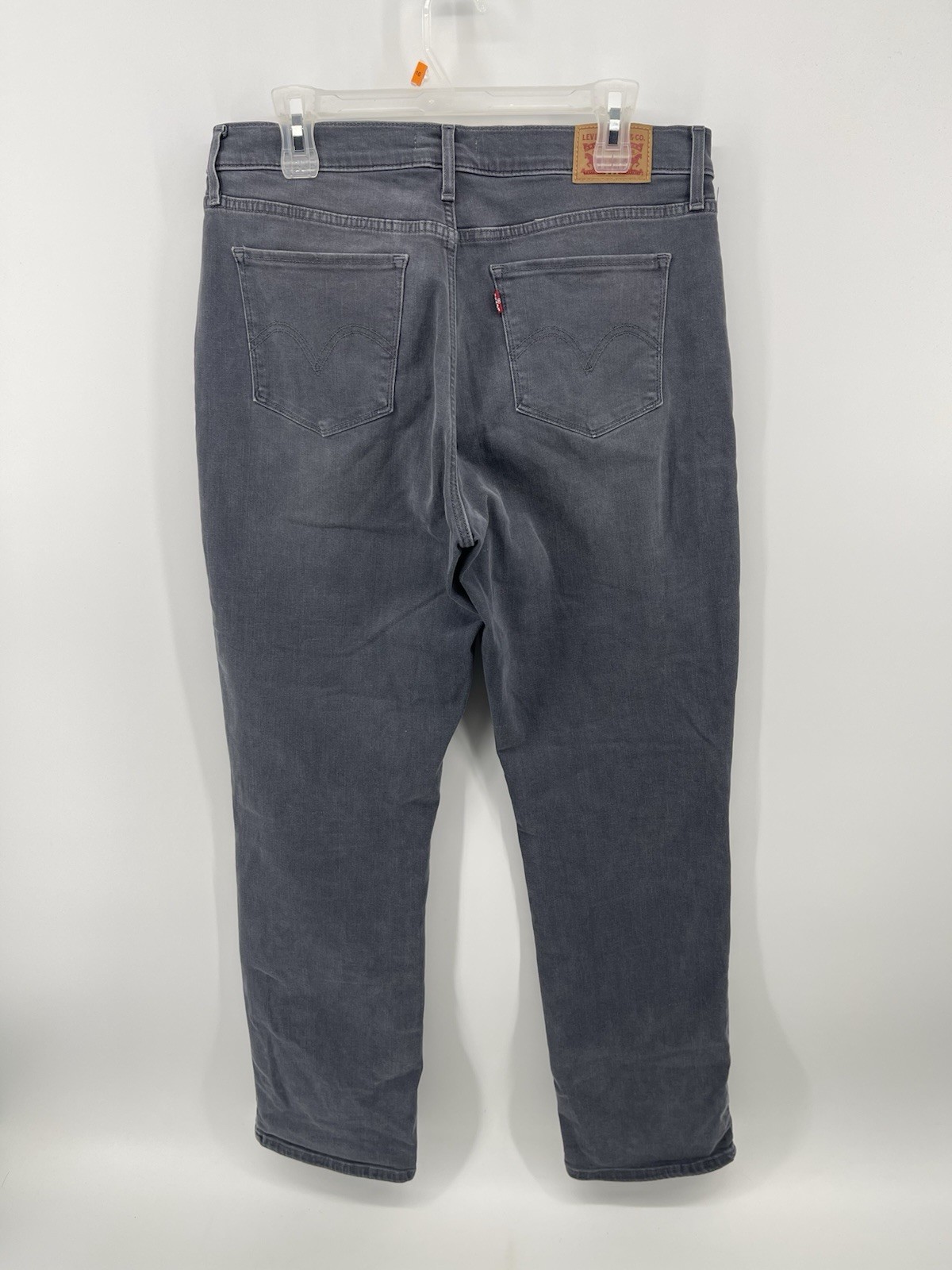 Levis Classic Straight Leg Stretch Jeans Women Size 31 Mid Rise Gray Denim