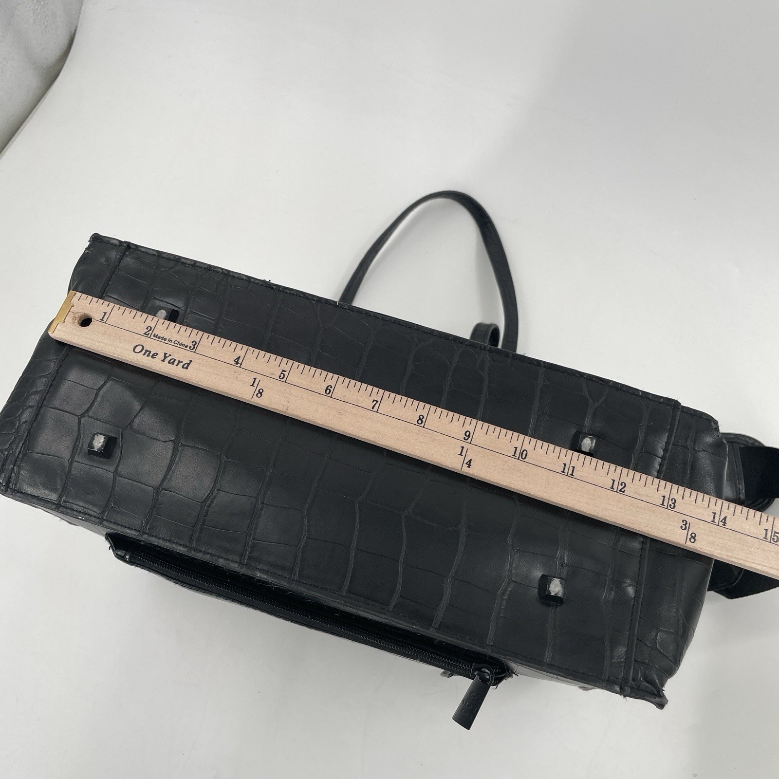 BEIS The Work Tote Bag in Black Croc Leather – Crossbody Shoulder Strap