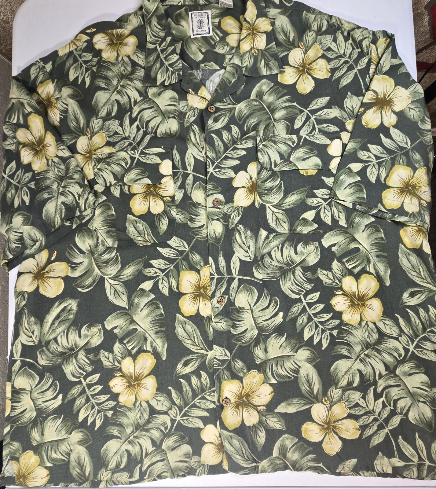 Round Tree And Yorke Tall Man Hawaiian Button Up Short Sleeve Mens Size 3XLT