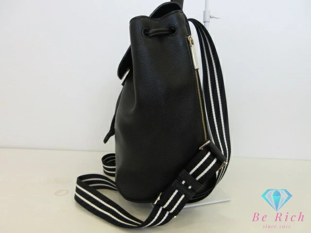 Kate Spade Rosy medium flap backpack black pebble leather logo shoulder bag Used