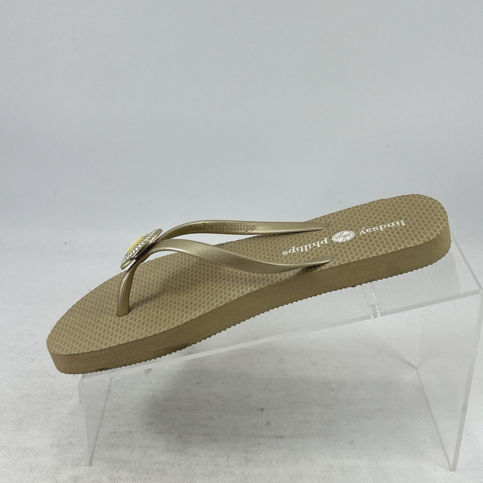 Lindsay Phillips Wedge Thong Sandals Switchflops Size 7M Gold Slides