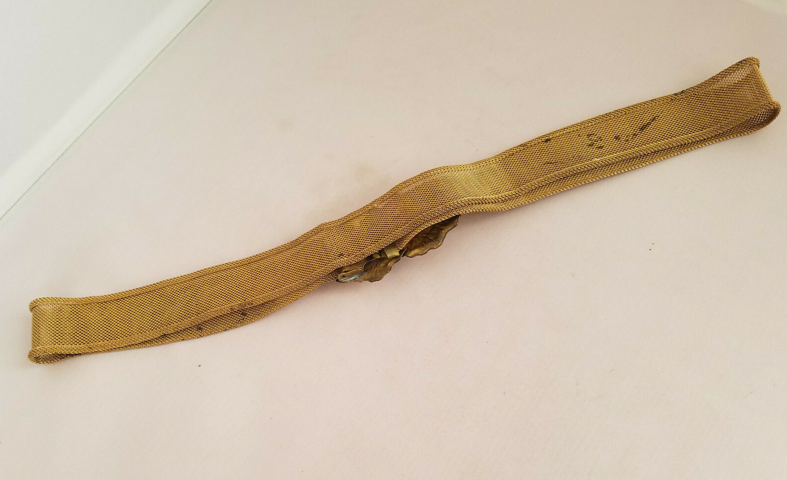Antique Brass Mesh Belt Art Nouveau Floral Leaf Design Small Waist Natural