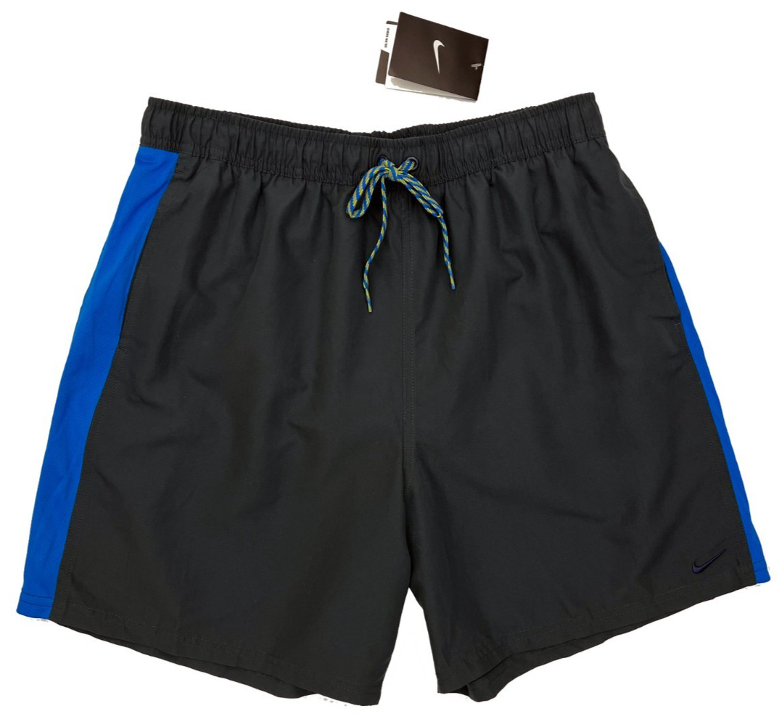 Nike NEW NWT Gray Blue Swim Shorts Trunks Mesh Lining Swimsuit Mens L