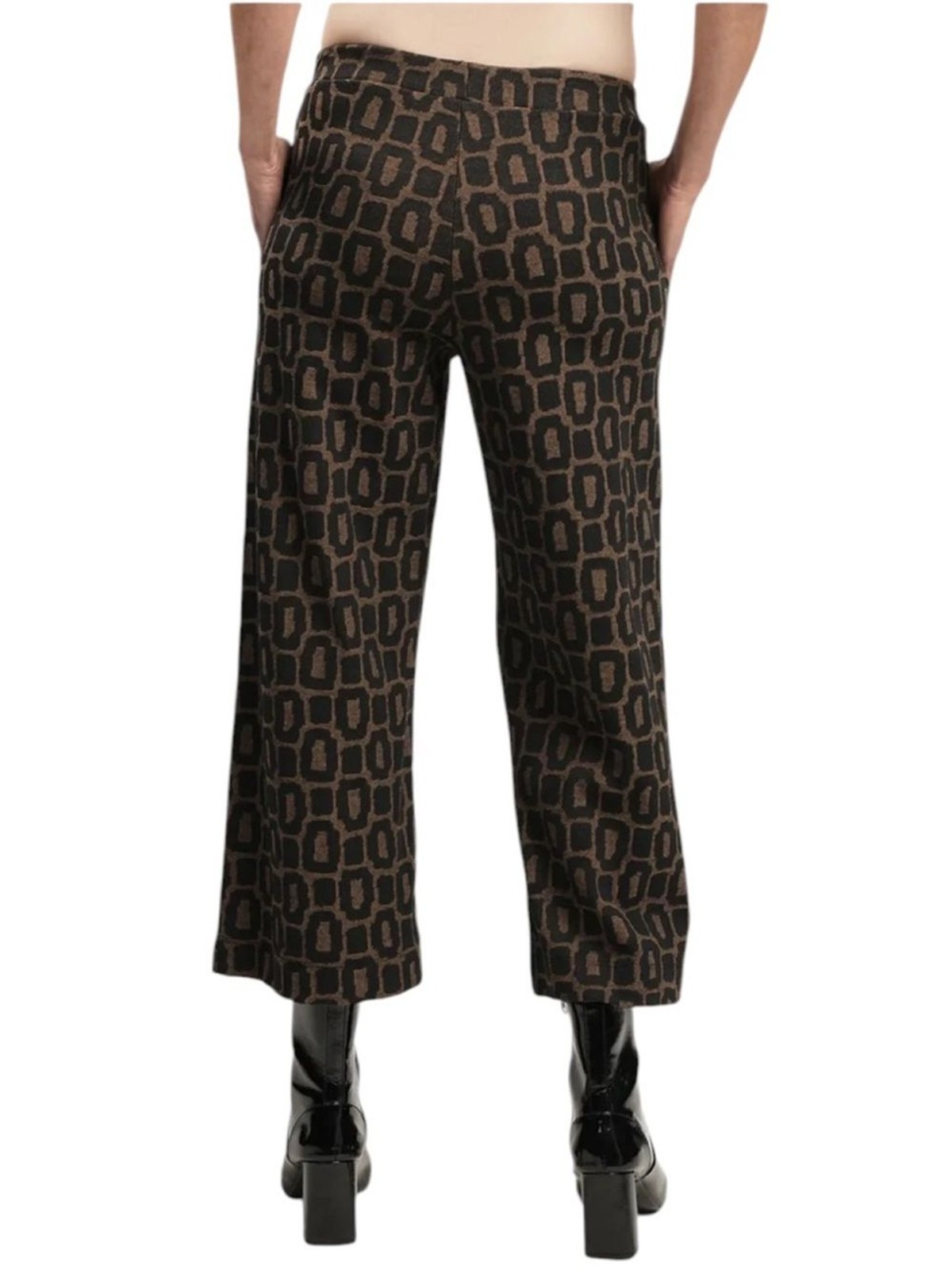 NWT Alembika Dynamite Days Cropped Wide Leg Pants Black Brown Size 1 | US 6-8