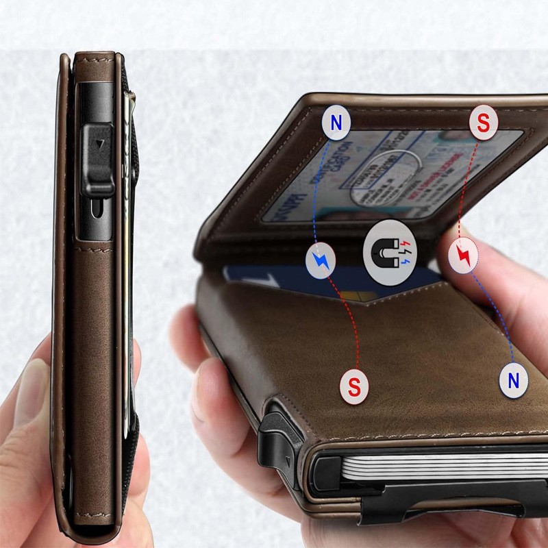 Slim PU Leather Credit Card Holder RFID Blocking Smart Wallets with Money Clip