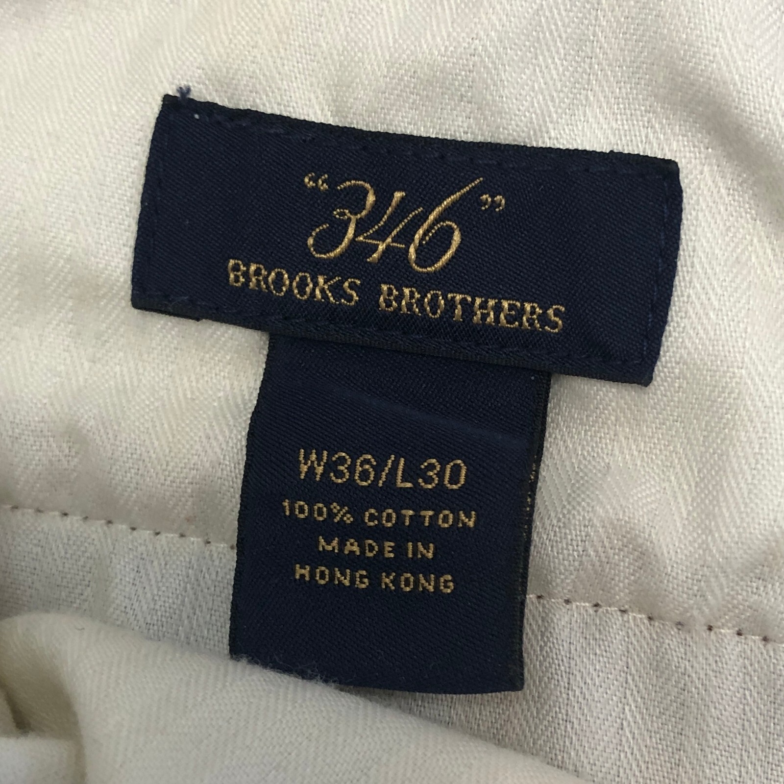 vtg Brooks Brothers 346 Pants 35×29.5 Brown 100% Soft Cotton Twill Hong Kong