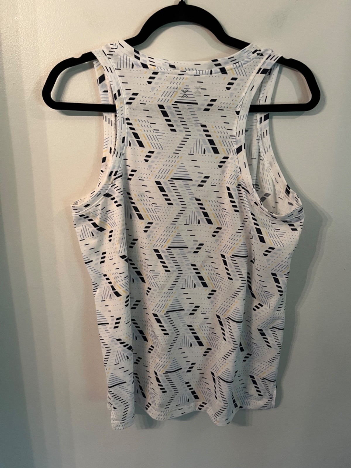 Xersion White Black Blue Yellow Geometric Print Tank Top Size L Fitness Gym