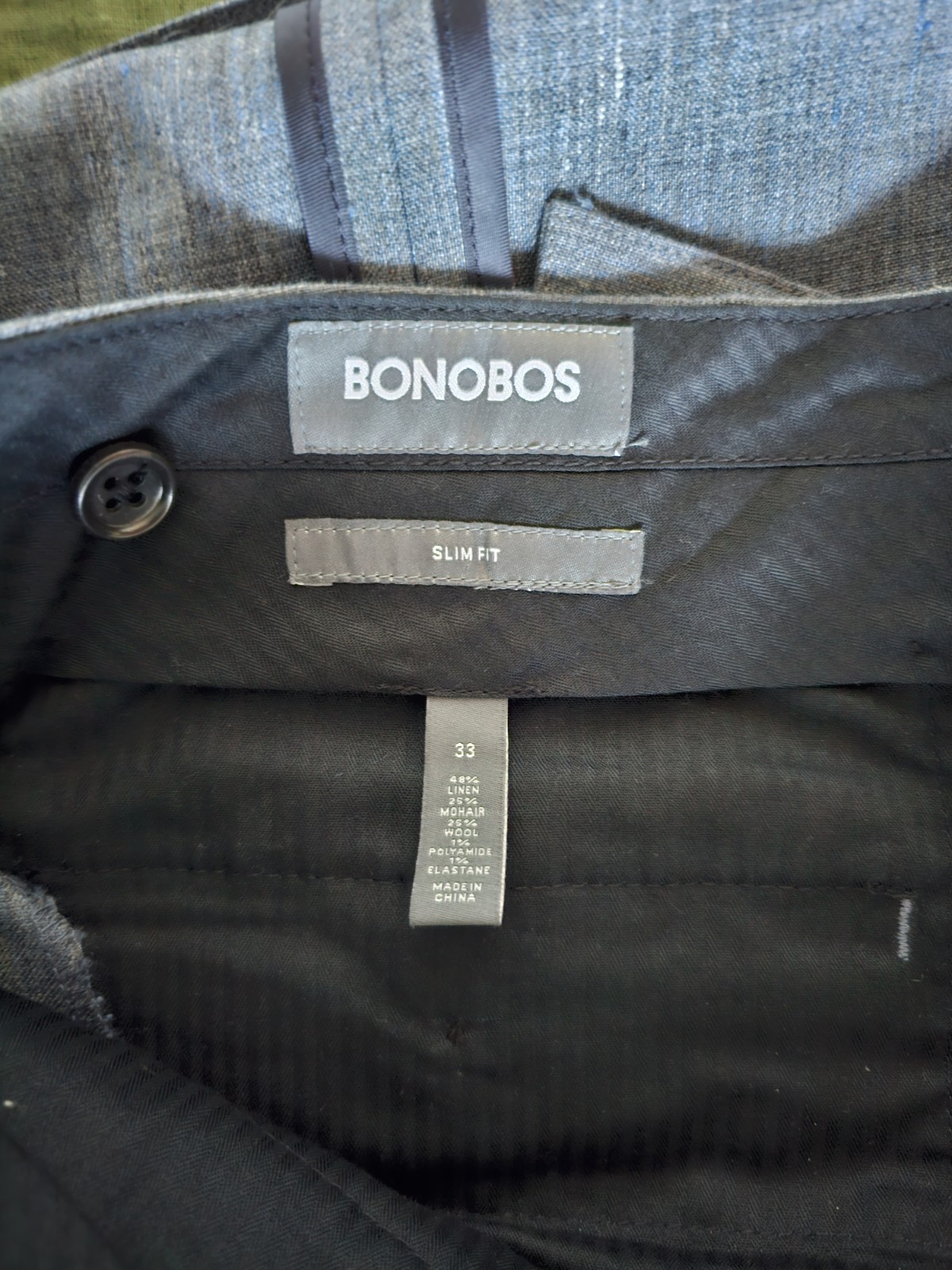 Bonobos Capstone Tuxedo 40L 33 Slim Blue Chambray Italian Marzotto Wool Suit
