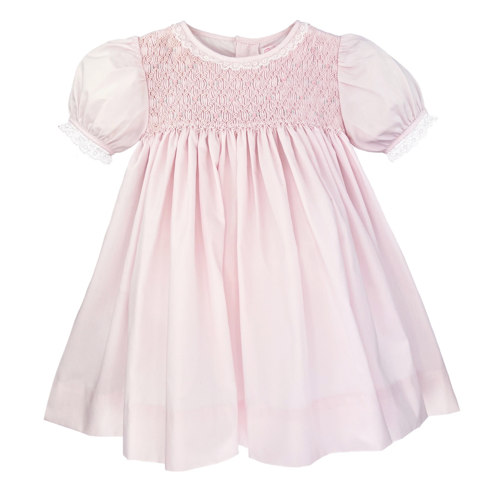NWT Petit Ami Pale Pink Smocked Lace Dress Bloomers 9M Baby Girls 9 Months