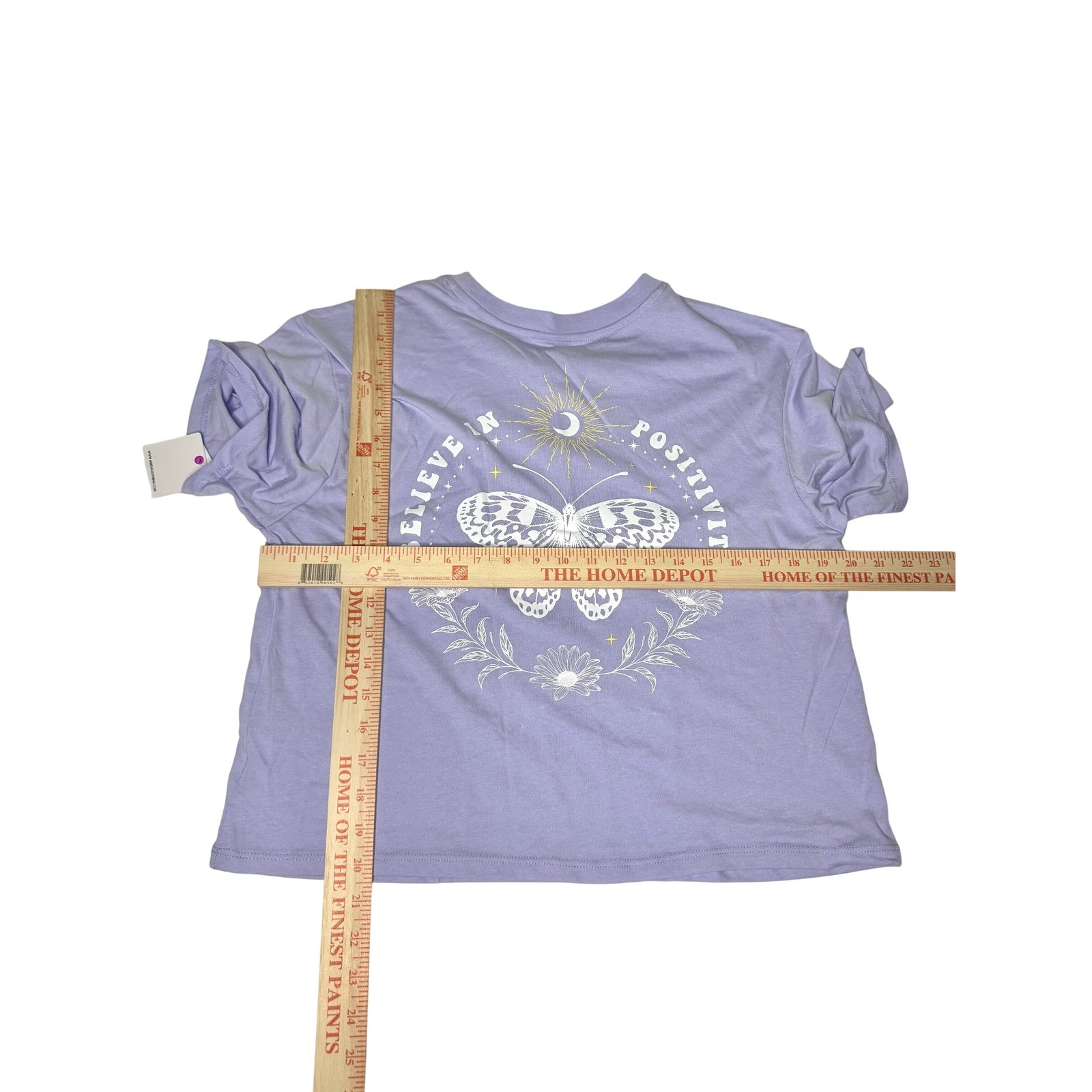 Rebellious One Lavender Believe In Positivity Butterfly Graphic T-Shirt L NWT