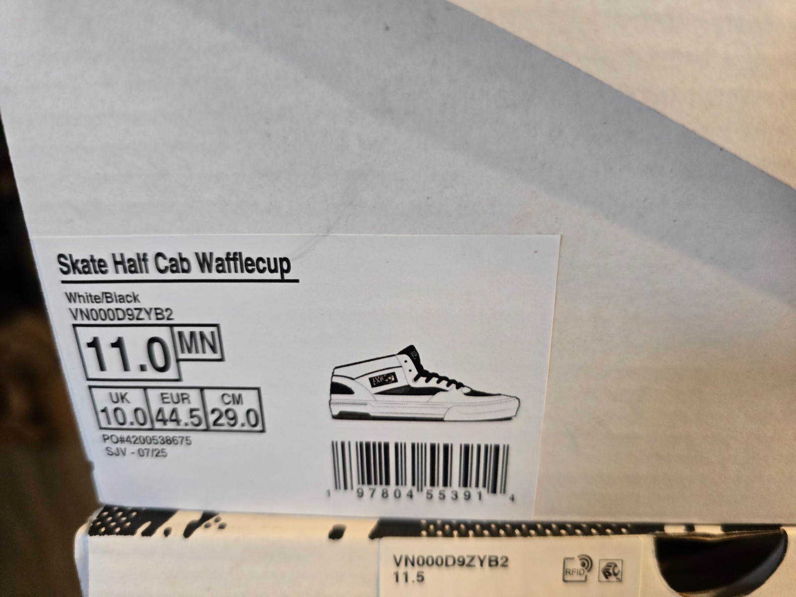 Vans Skate Half Cab Waffle Cup Shoes White Black VN000D9ZYB2 Men’s Size 11 NEW