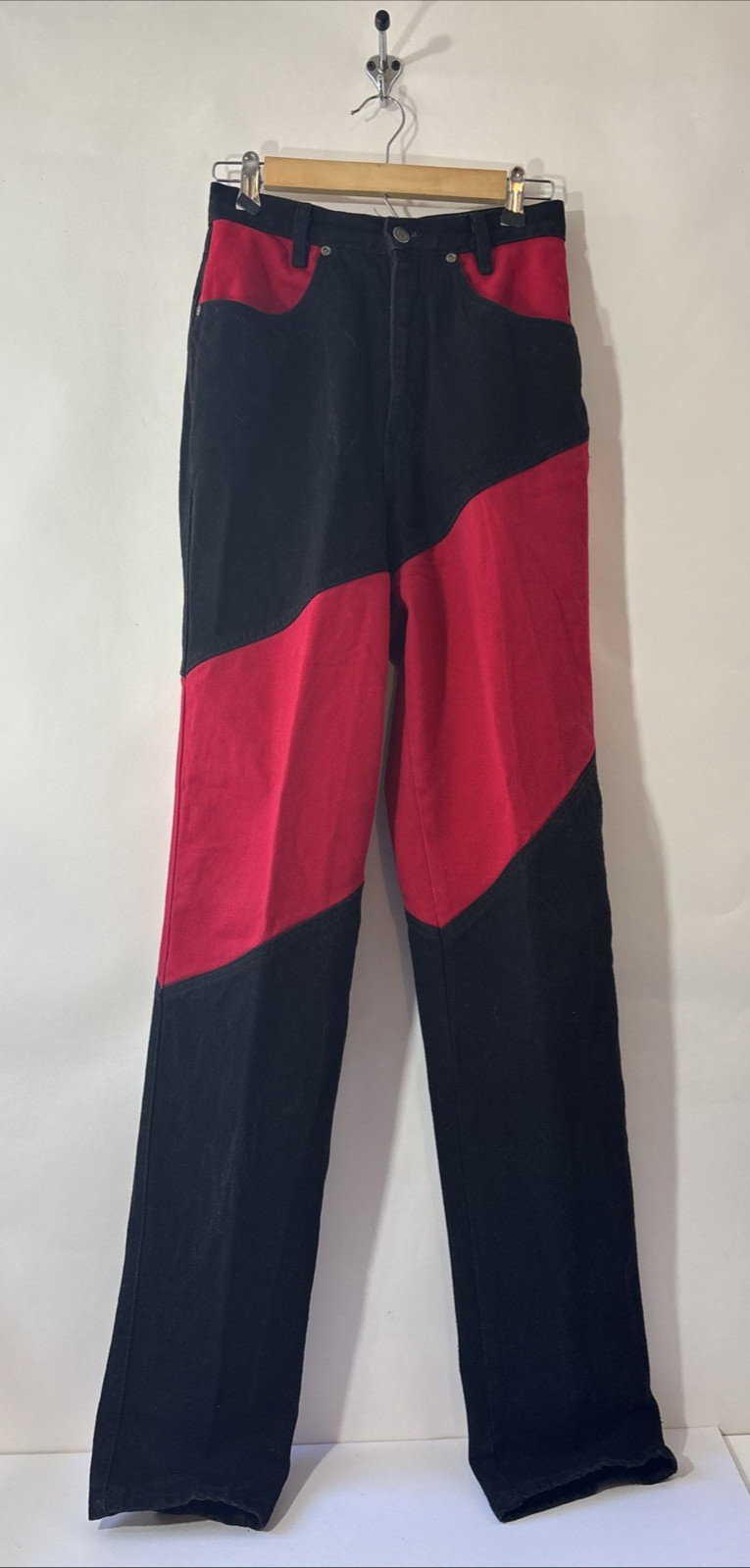 Vintage Quarter Horse Womens Two Tone Black Red Western Jeans Pants Size 9/10